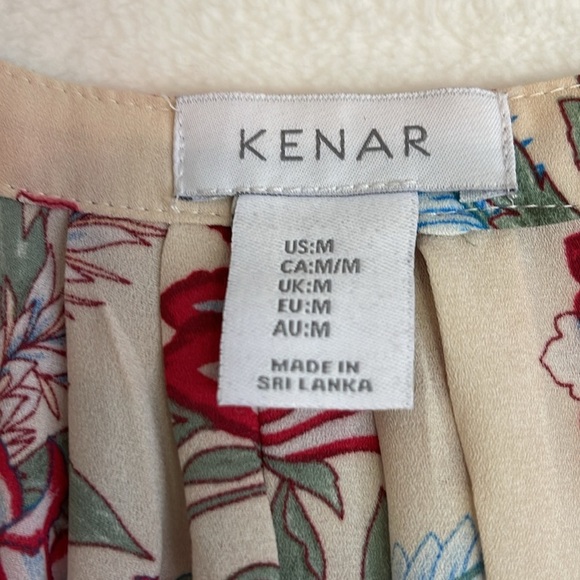 KENAR Women's sleeveless top Floral Red and Blue SIZE M - Picture 2 of 7